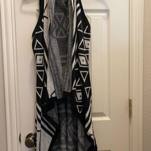 Black and White Aztec Patterned Sweater Vest